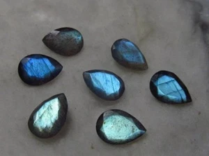 5 Pieces Natural Labradorite 9x7mm Pear Cut Loose Gemstone - Picture 1 of 2