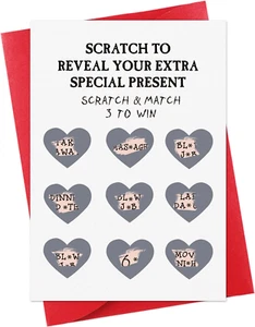 Funny Valentines Day Cards for Him Boyfriend Husband Fiance 4 X 6 Date Scratch o - Picture 1 of 12