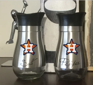 Houston Astros MLB Baseball Team Logo Edelstahl Salz & Pfefferstreuer Set - Bild 1 von 1