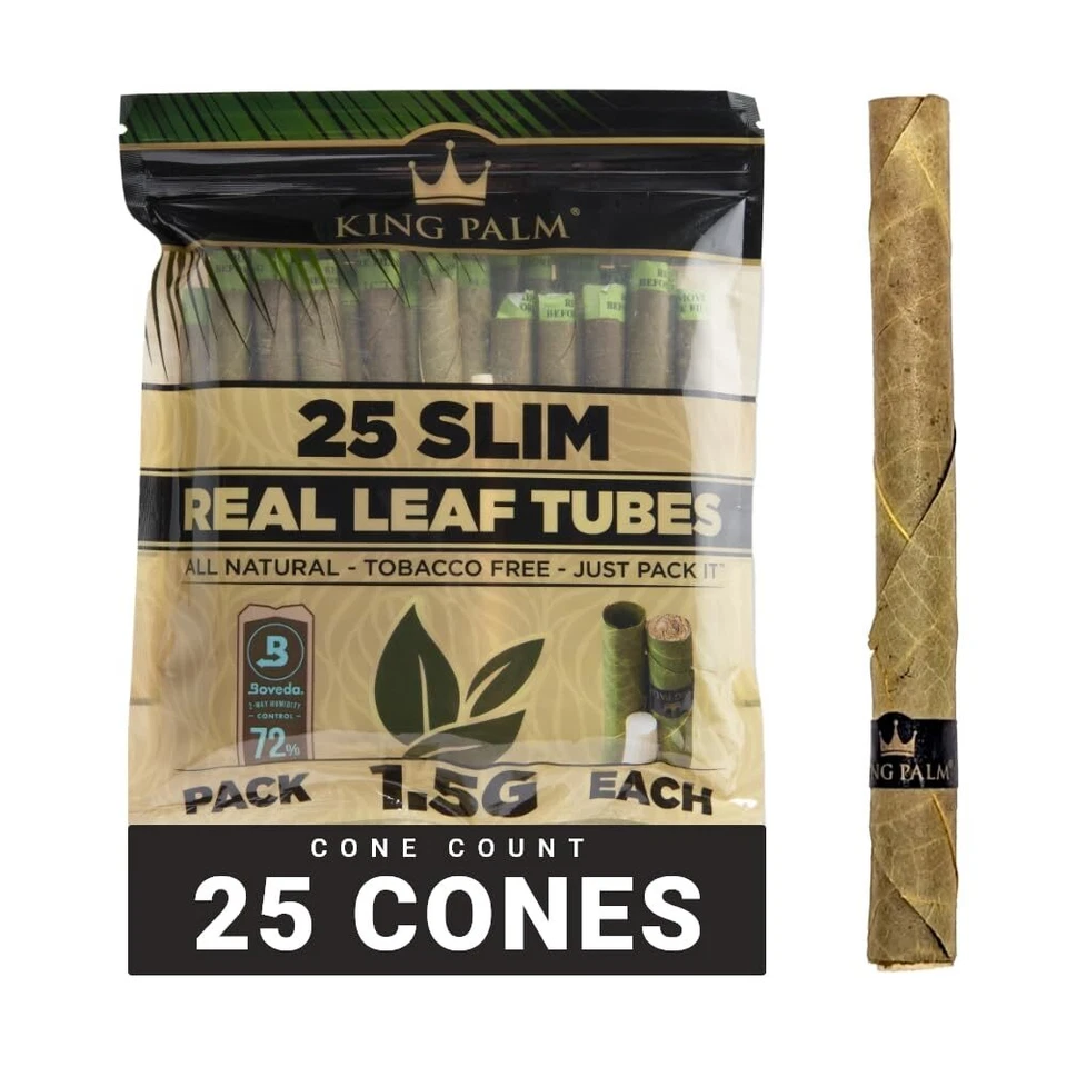 25x King Palm Wraps Slim Size 100 Leaf Rolls & Clipper Raw Lighter US