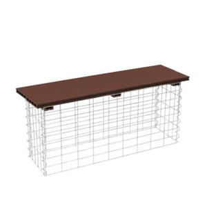 Gabionenbank Gabionen Sitzbank 100x30x43cm Gartenbank WPC Draht Bank dunkelbraun - Bild 1 von 12