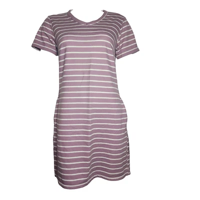 32 Degrees Cool Dress Womens Size S Small Purple White Striped Fleece Lined - Image 1 of 4