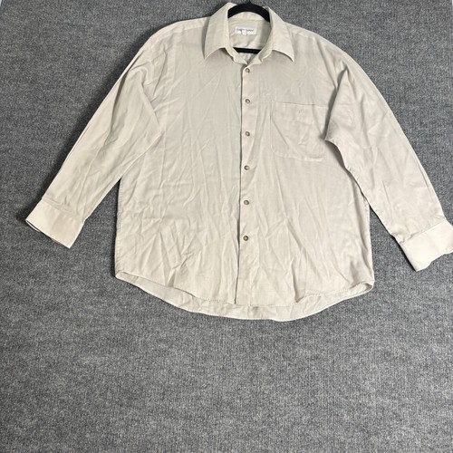 SAINT LAURENT (YSL) Camicia elegante uomo vintage Yves Saint Laurent 16 5 beige misto cotone con bottoni