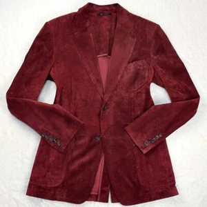 Rare TOM FORD Era GUCCI Suede Leather Tailored Jacket Size 48 Burgundy - Picture 1 of 13