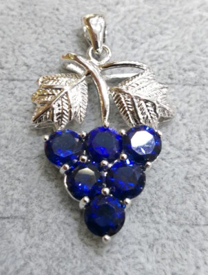 Collar de cadena colgante de uva azul verde amarillo rojo púrpura circonita cúbica 18KWGP Foto 1 de 4