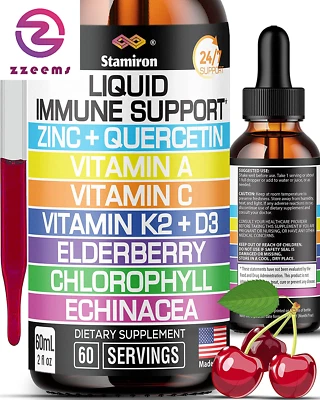 Zinco quercetina vitamina C D3 líquido suporte imunológico com vitamina A K2 equinácea Ch - Imagem 1 de 4