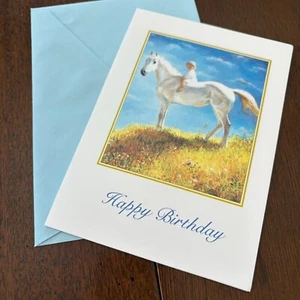 Glückwunschkarte Happy Birthday mit Kind auf Pferd besonderer Tag herzliche Wünsche - Bild 1 von 5