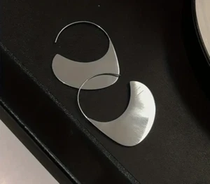 Creative Titanium Steel Hoop Earrings Geometric Sun Hat Design Simple Leisure - Picture 1 of 7