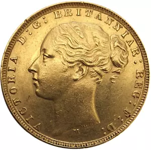 1876-M Queen Victoria Young Head Gold Sovereign - Picture 1 of 2