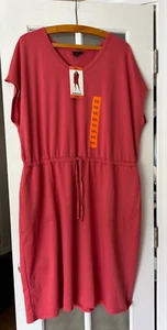 Womans V-Neck Pullover Pocket Dress Rose Size XXL Casual Cozy NWT Short Sleeve - Picture 1 of 6