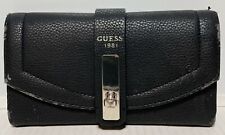 Ladies Guess 1981 Wallet Black Leather Pebble Texture, Snap Closure, Card Organi