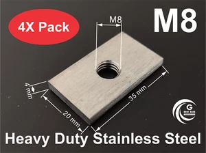 Channel Slot Nut Rhino Thule Yakima Pro Rola roof rack awning Accessories M8 X4 - Foto 1 di 2