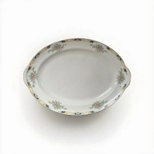 Taylor Smith & Taylor TST11 ‘36 Gold Roses Pink Floral 13" Oval Serving Platter - Picture 1 of 6
