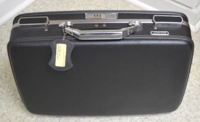 * UNIQUE Vintage Escort American Tourister Briefcase Hard Shell Gray Leather Txt — 第 1/4 张图片