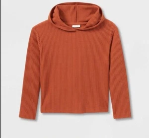 Cat & Jack Girls Kids Ribbed Hooded Pullover, Cinnamon, XXL (18) NEW! - Picture 1 of 5