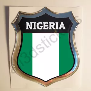 Sticker Nigeria Emblem 3D Resin Domed Gel Nigeria Flag Vinyl Decal Car Laptop - Picture 1 of 1