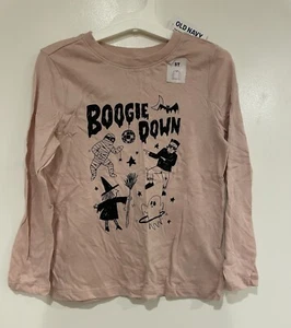 Old Navy Toddler Girl Halloween Graphic 100% Cotton Long Sleeve Shirt Abalone 5T - Picture 1 of 3