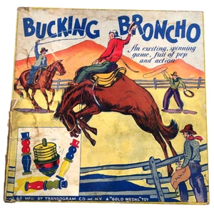 Juego Broncho Bucking D9 Vintage Gráficos Coloridos Como Está Sin Giratorio 8 Clavijas de Madera - Imagen 1 de 23
