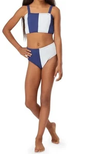 Habitual Girl Navy & White Colorblock Two Piece Swimsuit S410 Girls Size 10 NWT - Picture 1 of 4