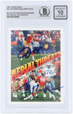 Joe Montana & Jerry Rice 49ers Autographed 1991 Upper Deck #35 BAS 10 Card - Image 1 of 2