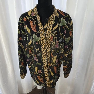 Vintage White Stag Women Large Floral Tapestry Jacket Leopard Cheetah Print VTG - Picture 1 of 10