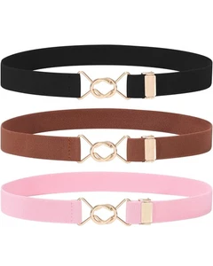Girls Belt Elastic for Kids3 Pack Youth Belts Stretch Durable Adjustable Gold... - Picture 1 of 7