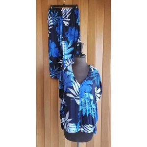 Donna Karen size medium blue tropical pajama set - Picture 1 of 6