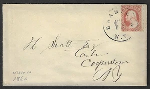 Unadilla, N.Y. 1860 cover with 3c Washington #26, Unadilla Bank letterhead - Picture 1 of 4