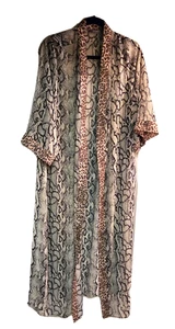 Lisa Rinna Size 2X Duster Open Front Full Length Leopard/Reptile Print Sheer - Picture 1 of 15