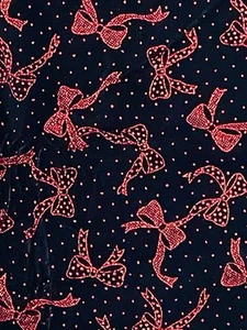 5 Yards VTG Jessica McClintock Embroidered Fabric Black Velveteen with Red Bows - Picture 1 of 3