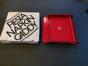 Vintage Knobler Fiesta Napkin Caddy Red Metal Early 70’s New - Picture 1 of 11