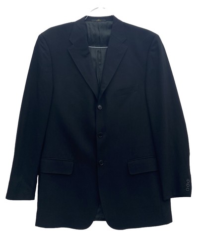 Cappotto sportivo Valentino taglia 42L lungo uomo nero 3 bottoni 100% lana blazer Italia