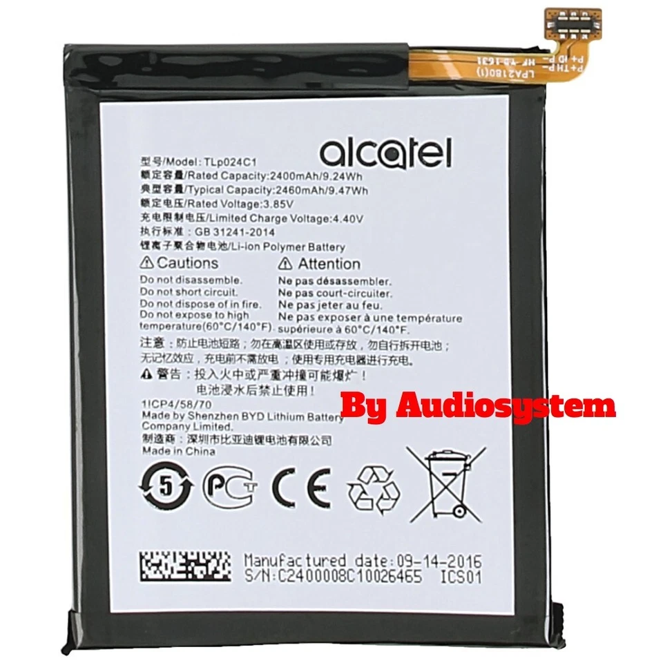 BATTERIA ORIGINALE ALCATEL per ONE TOUCH A3 5046, SHINE LITE OT-5080X TLP024C1