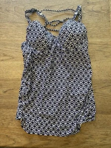 LANE BRYANT Purple Geo Print Plus Size 36C Tankini Top Swim Suit NWOT - Bild 1 von 2