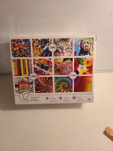 Colorful! FUN ! 12 Jigsaw Puzzles in one box 150, 300, 500 Pieces Used-Complete.