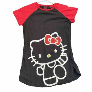 Kids Hello Kitty Nightgown Black White Red Sparkle XL Sanrio Short Sleeve Cozy - Picture 1 of 8