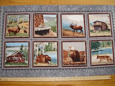 Blocos de painel colcha tecido algodão urso marrom águia vida selvagem Yellowstone (8) - Imagem 1 de 3