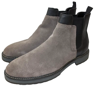 NUEVO CALVIN KLEIN Hombres Avis Gamuza Becerro Gris Suave Dos Tonos Tobillo Chelsea Bota 12 Foto 1 de 4
