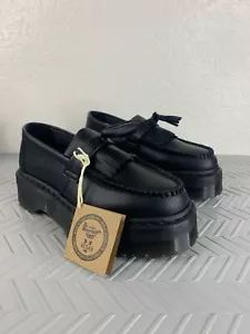Dr. Martens Adrian Quad Mono Vegan Leather Platform Loafers Black Unisex M7 W8 - Picture 1 of 11