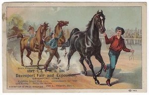1891 Davenport Iowa Fair & Exposition Horses Racetrack  Victorian Trade Card - Picture 1 of 2