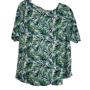 J. Jill Pima Slub Ellbogen-T-Shirt blau grün Damengröße Large zierlich Freizeit Lounge - Bild 1 von 7