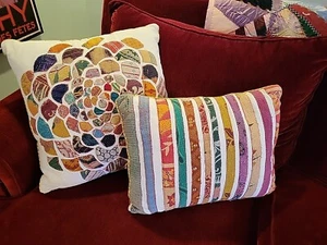 Set Of ANTHROPLOGIE Patchwork Throw Pillows 22x22 & 16x22 - Picture 1 of 7