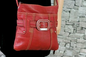 TIGNANELLO DAMEN ECHT LEDER FREIZEIT MESSENGER TASCHE ROT  - Bild 1 von 12
