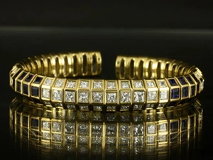 Traumhafter Saphir Diamant Armreif ca. 14ct   51,3g 750/- Gelbgold - Imagen 1 de 9