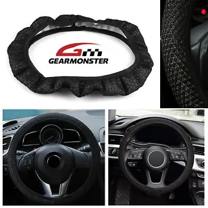 Black Car Auto Steering Wheel Cover Microfiber Breathable Anti-slip Protector UK - Picture 1 of 12