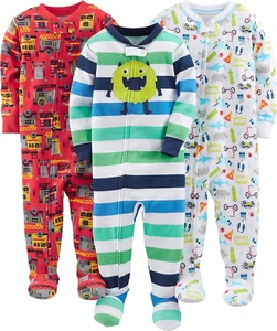 Toddlers and Baby Boys' Snug-Fit Footed Cotton Pajamas, Pack of 3 - Picture 1 of 12