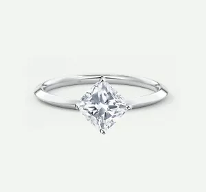 IGI F/VS 1 Ct Turned Cushion Lab Created Grown Diamond Ring Real 14K White Gold - Picture 1 of 2