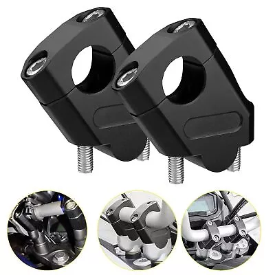 Black 7/8" &22mm Handlebar Bar Mount Clamp Riser Risers For Motorcycle Suzuki - Image 1 of 4