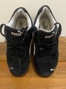 Vintage Puma Suede Kinder-Fit 300719 01 Black & White Boys Shoes Rare   - Picture 1 of 12