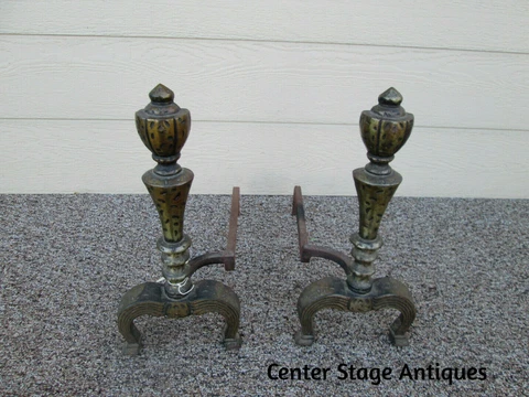 49019 Pair of Mission Style  Fireplace Mantel  Andirons Cover